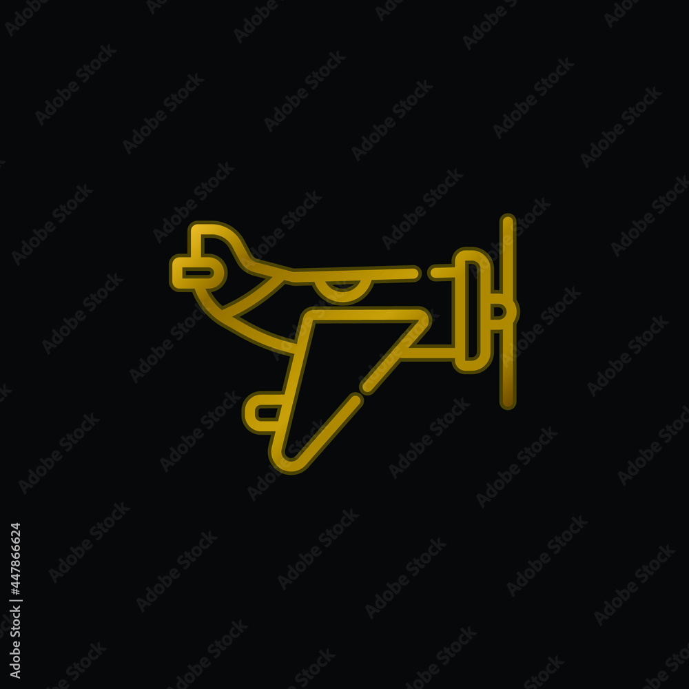 Aircraft gold plated metalic icon or logo vector