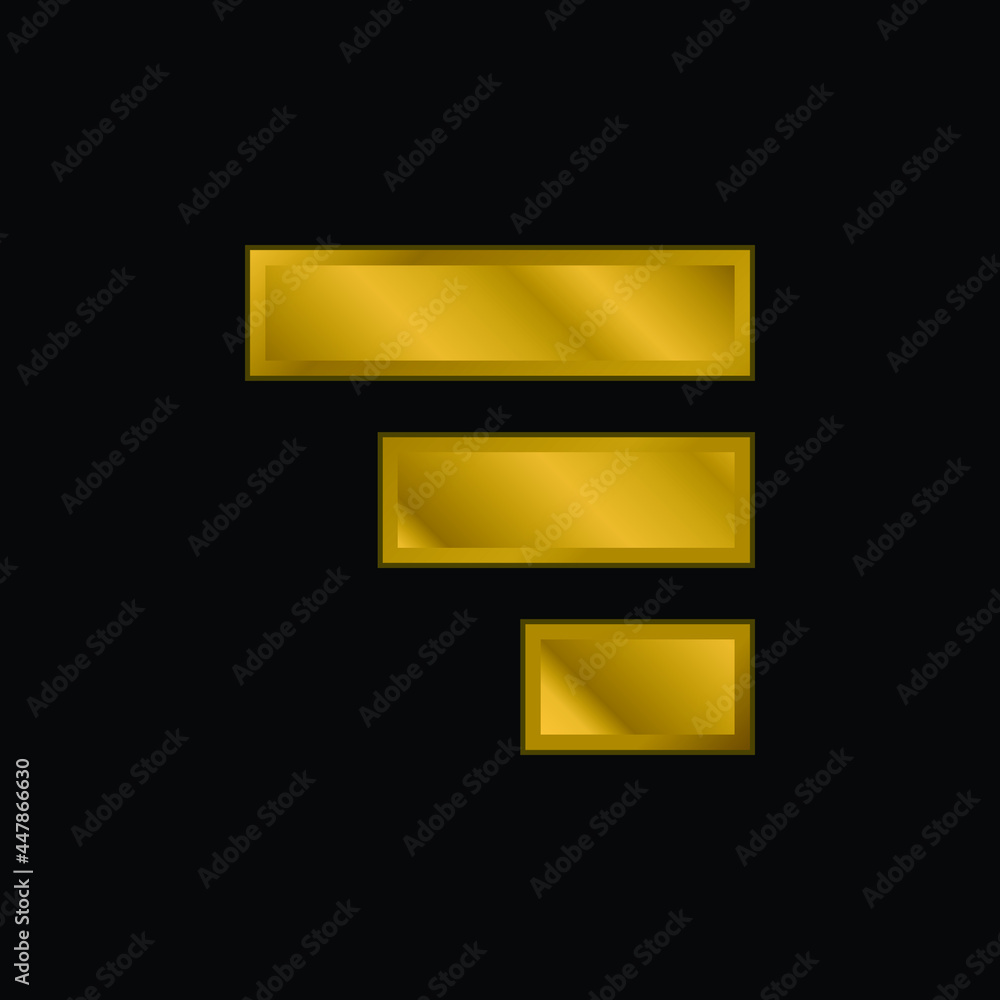 Bars gold plated metalic icon or logo vector Bars gold plated metalic icon or logo vector
