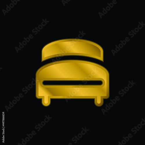 Bed gold plated metalic icon or logo vector