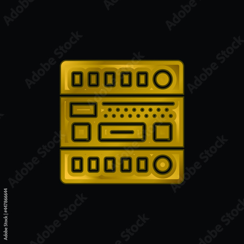 Analytics gold plated metalic icon or logo vector