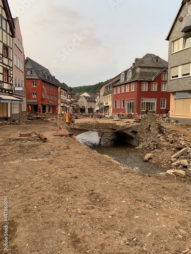 Bad Munstereifel, Germany. July 22, 2021. A week after a major flood. Heavy torrential rains fell for more than a day. Rivers and streams overflowed their banks.