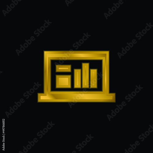 Analysis gold plated metalic icon or logo vector