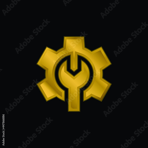 Admin gold plated metalic icon or logo vector