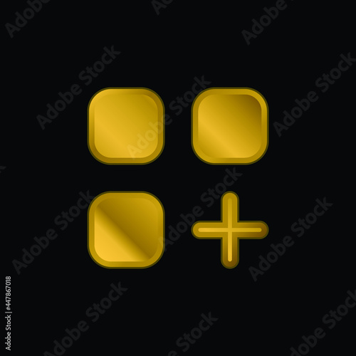 App gold plated metalic icon or logo vector