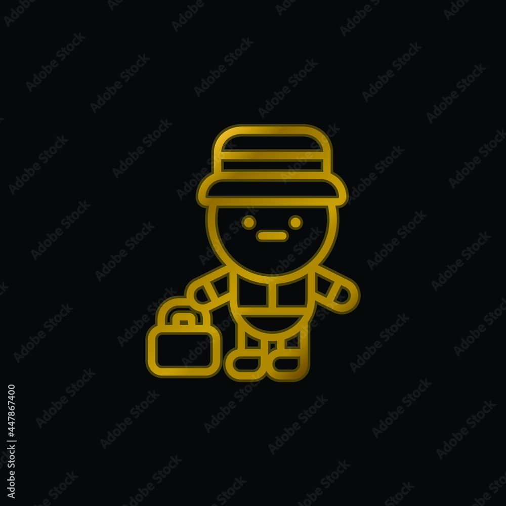 Bell Boy gold plated metalic icon or logo vector Bell Boy gold plated metalic icon or logo vector