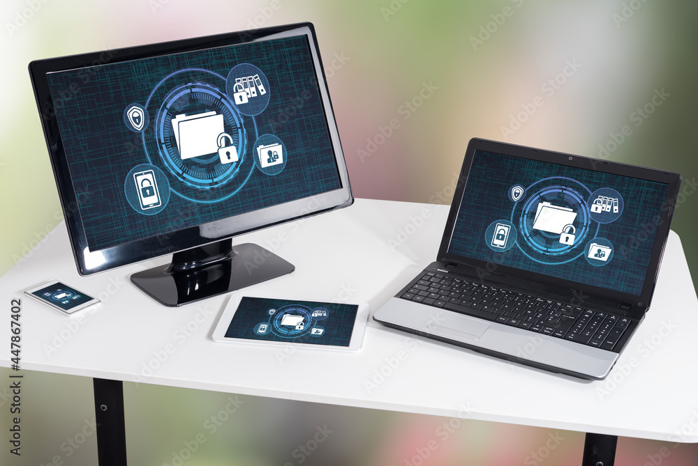 Confidential data concept on different devices Confidential data concept on different devices