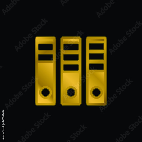 Archives gold plated metalic icon or logo vector