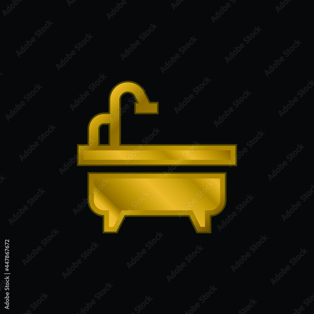 Fototapeta Bath gold plated metalic icon or logo vector