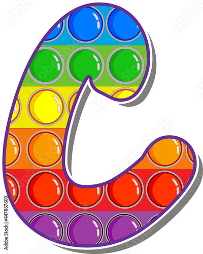Letter C. Rainbow colored letters in the form of a popular children's game pop it. Bright letters on a white background. 