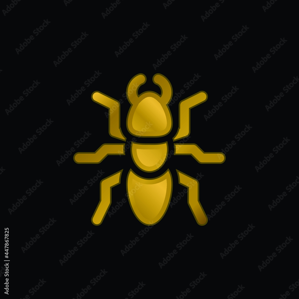 Ant gold plated metalic icon or logo vector Ant gold plated metalic icon or logo vector