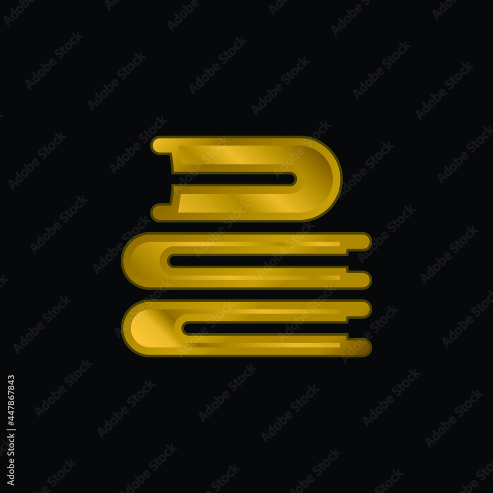 Books gold plated metalic icon or logo vector Books gold plated metalic icon or logo vector