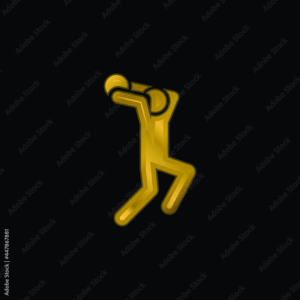 Basketball Player gold plated metalic icon or logo vector Basketball Player gold plated metalic icon or logo vector