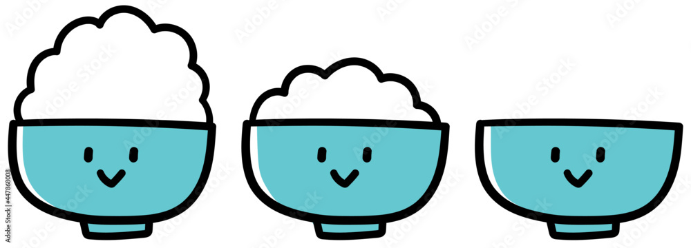 Vettoriale Stock 手書きのごはん茶碗のキャラクターのイラスト Adobe Stock
