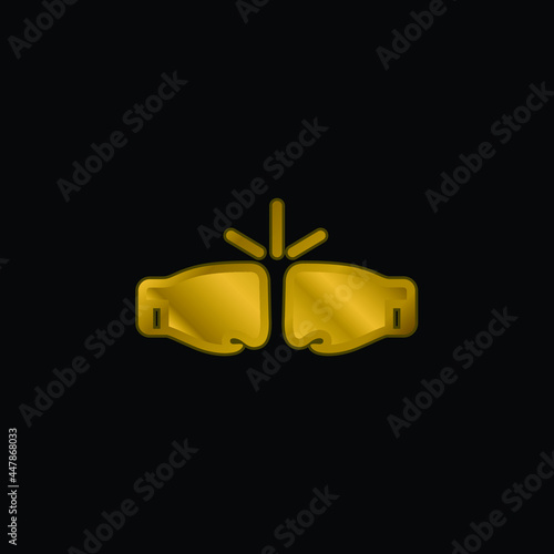 Box Gloves gold plated metalic icon or logo vector