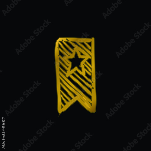 Bookmark Sketch With A Star gold plated metalic icon or logo vector