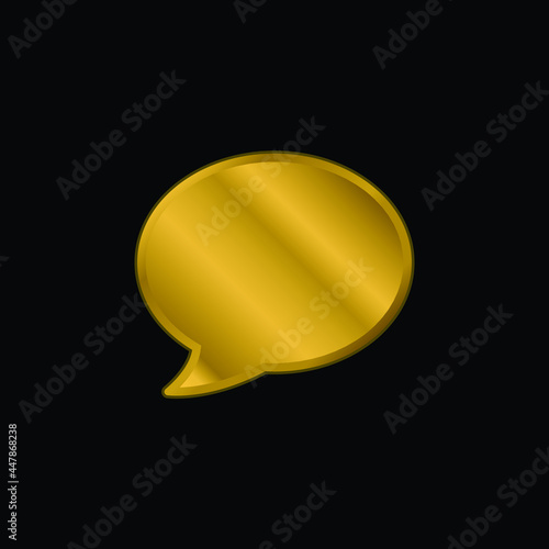 Black Speech Bubble gold plated metalic icon or logo vector