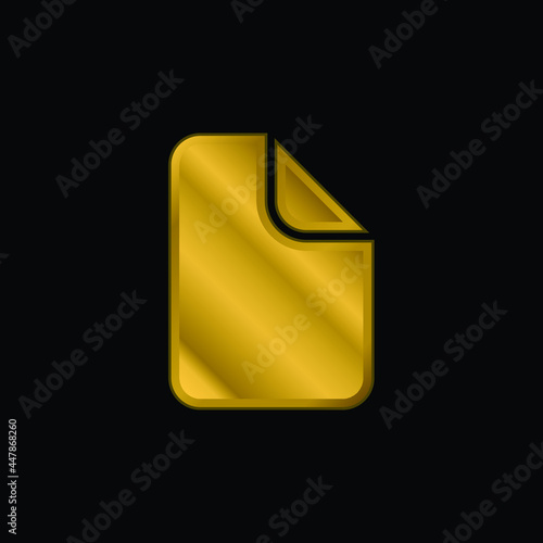 Blank Page gold plated metalic icon or logo vector