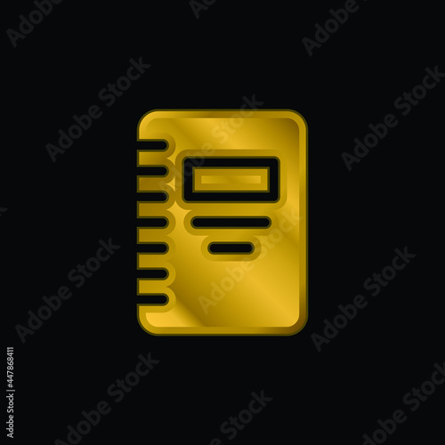 Book gold plated metalic icon or logo vector
