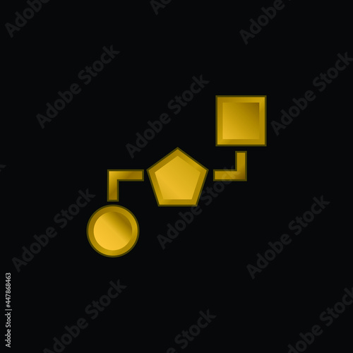 Block Scheme Of Three Geometrical Shapes gold plated metalic icon or logo vector