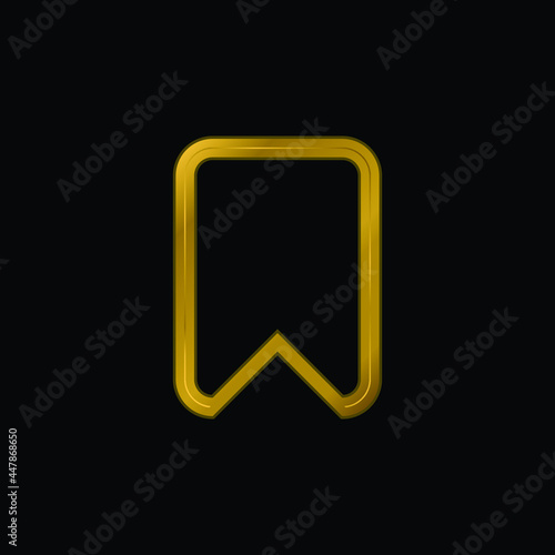 Bookmark Outlined Interface Symbol gold plated metalic icon or logo vector