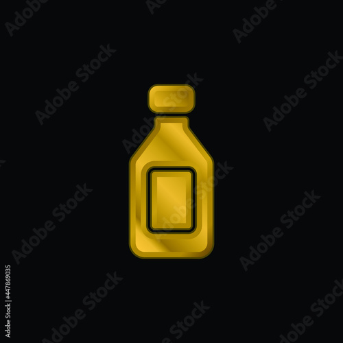 Bottle gold plated metalic icon or logo vector