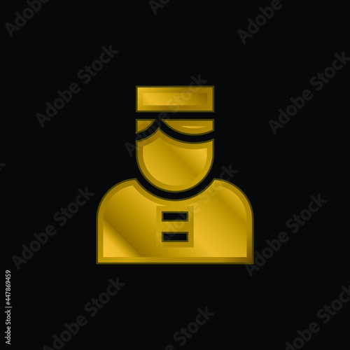 Bellboy gold plated metalic icon or logo vector