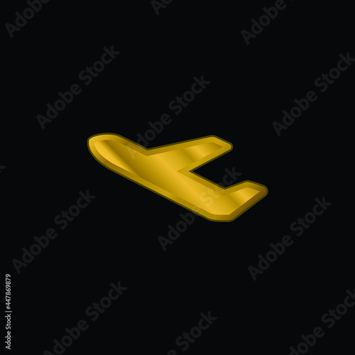 Airport Departures gold plated metalic icon or logo vector