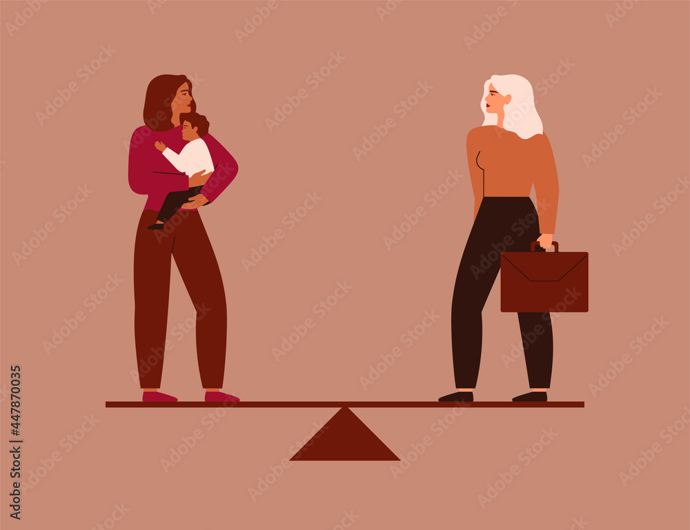 Work-life balance concept. Businesswoman and female with a baby on her ...