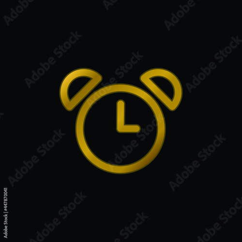 Alarm Clock Of Old Design gold plated metalic icon or logo vector