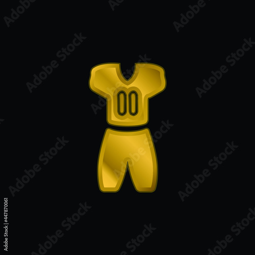 American Football Clothes gold plated metalic icon or logo vector