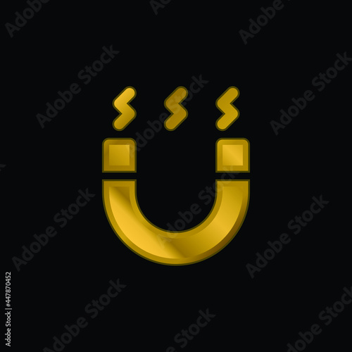 Attractive gold plated metalic icon or logo vector