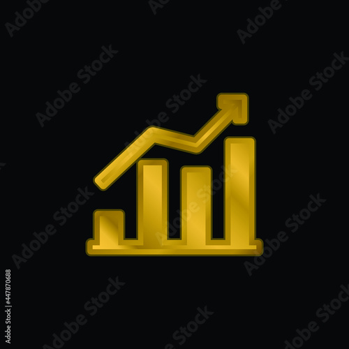 Bars gold plated metalic icon or logo vector