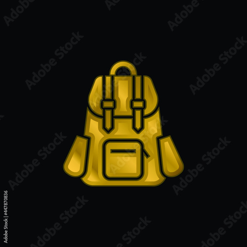 Bag gold plated metalic icon or logo vector