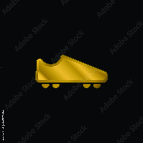 American Football Black Shoe gold plated metalic icon or logo vector