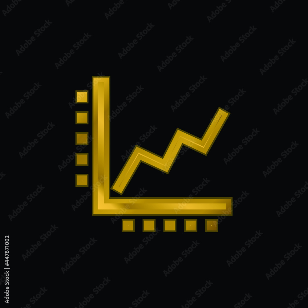 Ascending Line Graphic gold plated metalic icon or logo vector Ascending Line Graphic gold plated metalic icon or logo vector