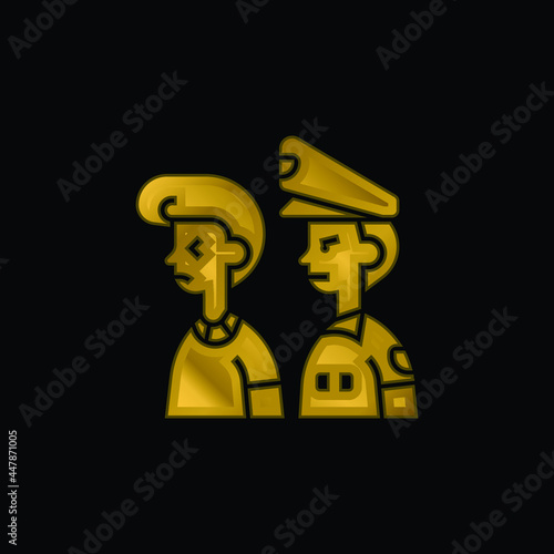 Arrested gold plated metalic icon or logo vector