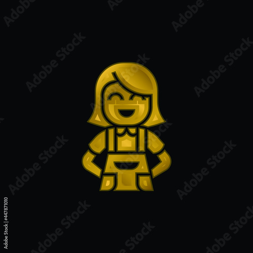 Apron gold plated metalic icon or logo vector