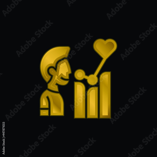 Affective gold plated metalic icon or logo vector