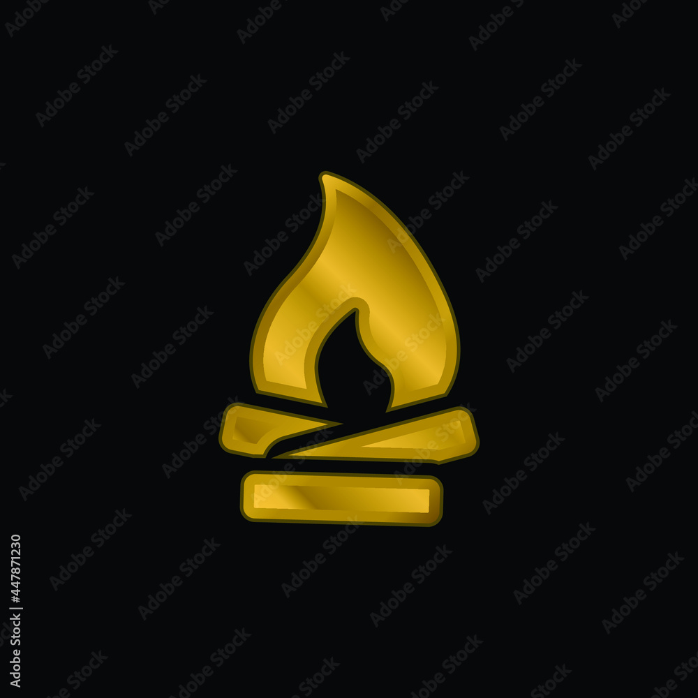 Bonfire gold plated metalic icon or logo vector Bonfire gold plated metalic icon or logo vector