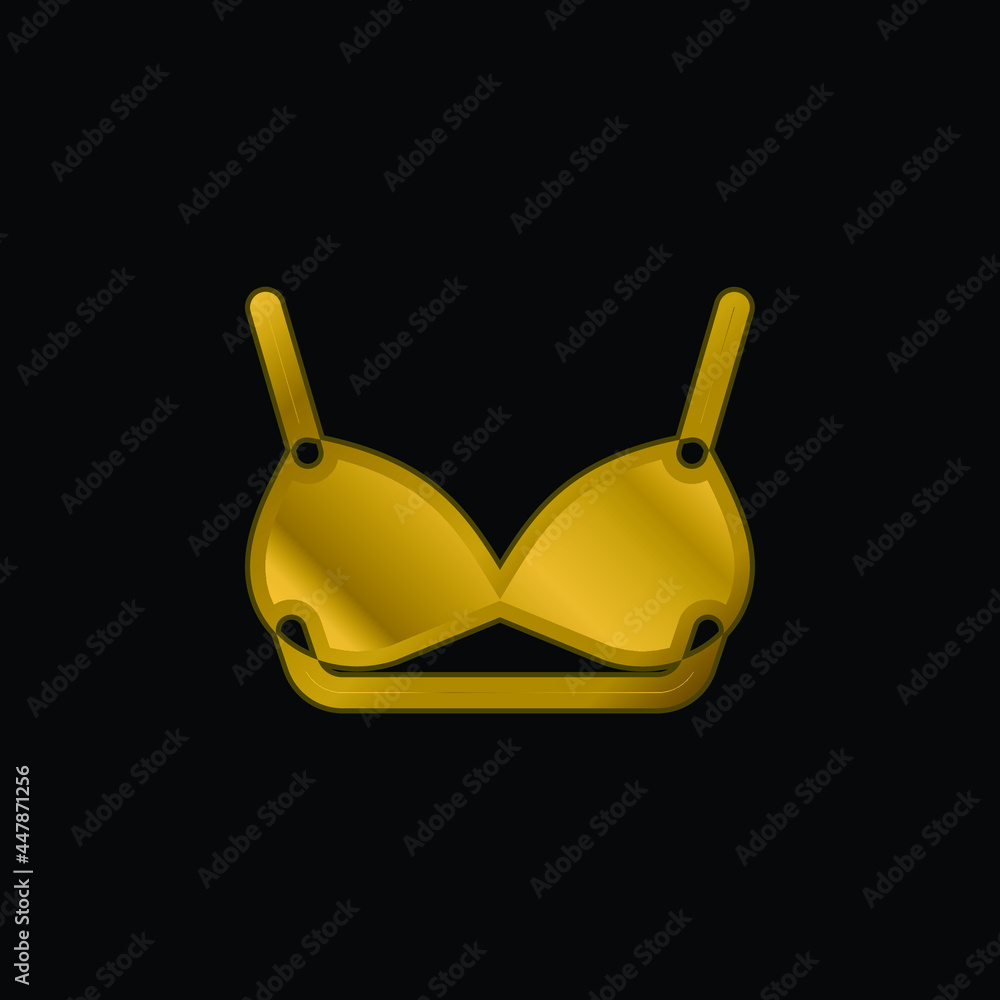 Bra gold plated metalic icon or logo vector Bra gold plated metalic icon or logo vector