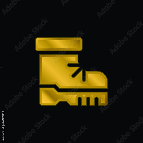 Boots gold plated metalic icon or logo vector
