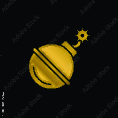 Bomb gold plated metalic icon or logo vector