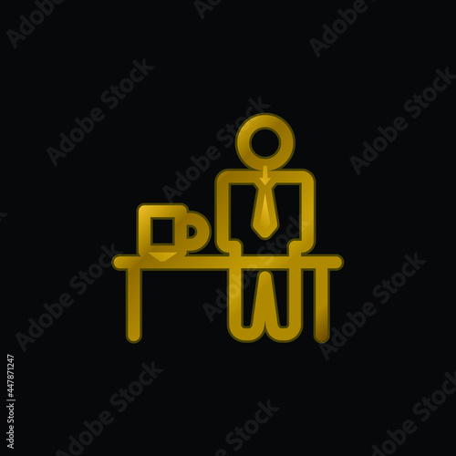 Break Time gold plated metalic icon or logo vector