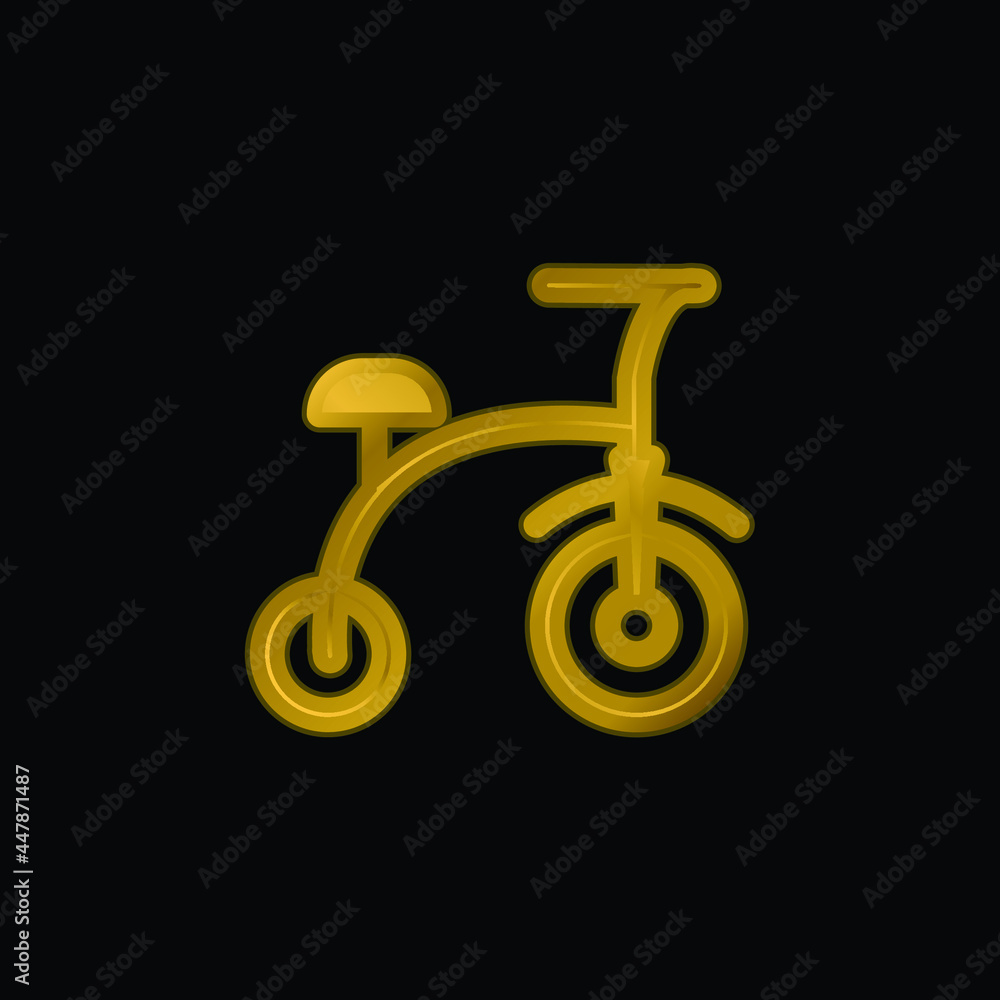Bicycle gold plated metalic icon or logo vector Bicycle gold plated metalic icon or logo vector