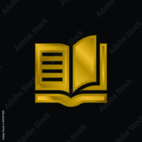 Book gold plated metalic icon or logo vector