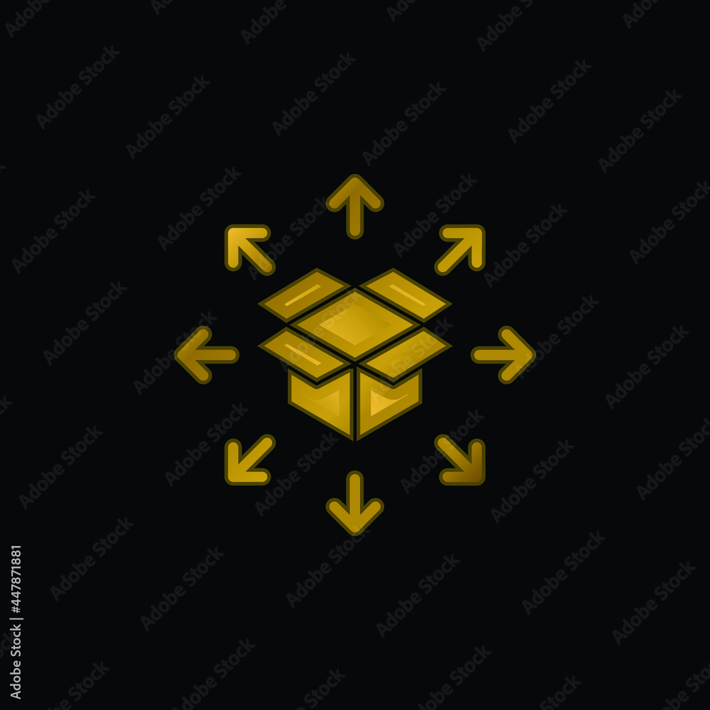Box gold plated metalic icon or logo vector Box gold plated metalic icon or logo vector