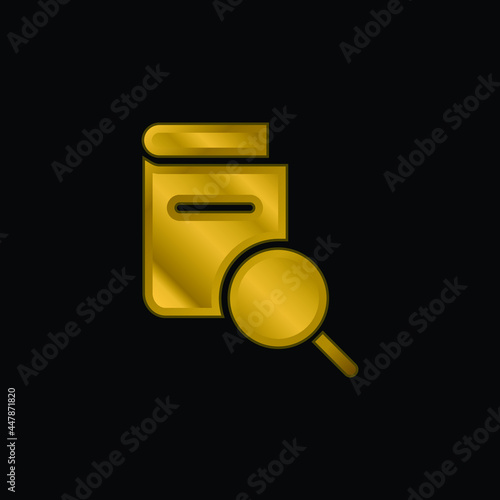 Book gold plated metalic icon or logo vector