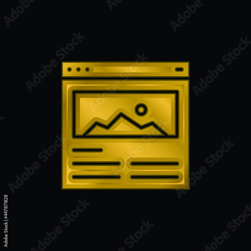 Blog gold plated metalic icon or logo vector