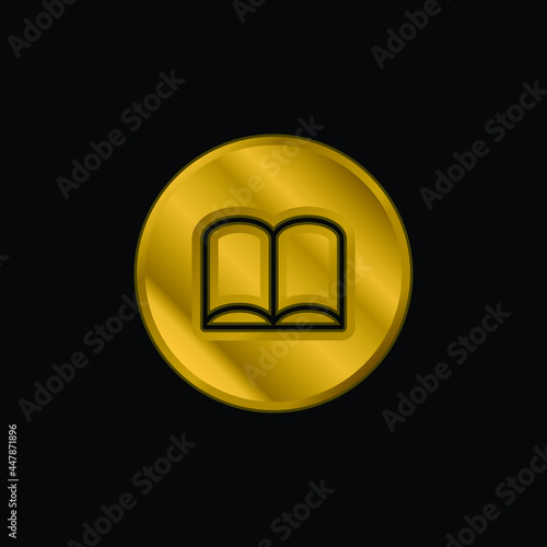 Book gold plated metalic icon or logo vector