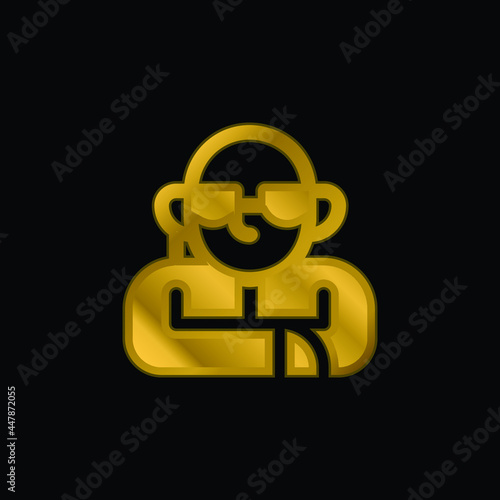 Bodyguard gold plated metalic icon or logo vector